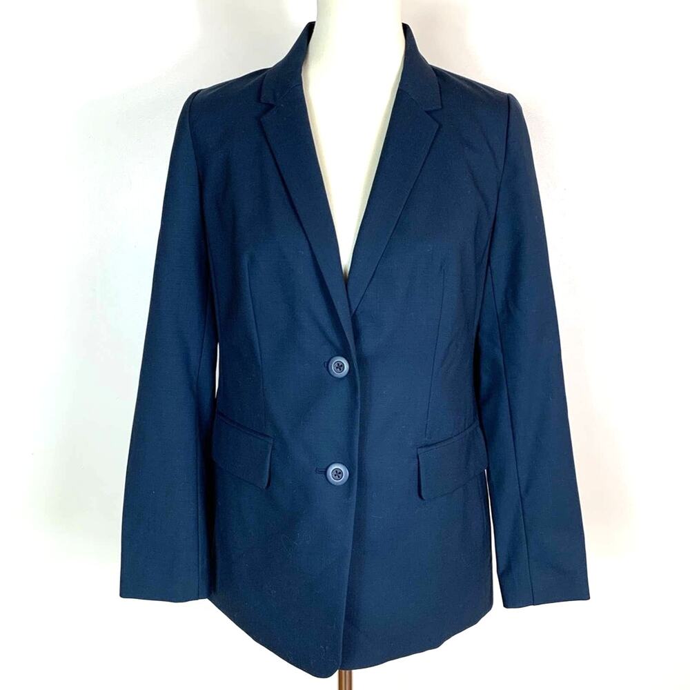 J. Jill Simple 120 Washable Wool‎ Blazer Blue Size 4